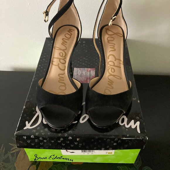 LIKE NEW! Black Porchia Sam Edelman Suede High Heel Shoes -  7M - Picture 8 of 13